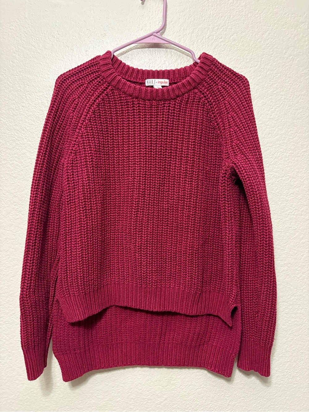 Textured Crewneck Sweater in Deep Rose